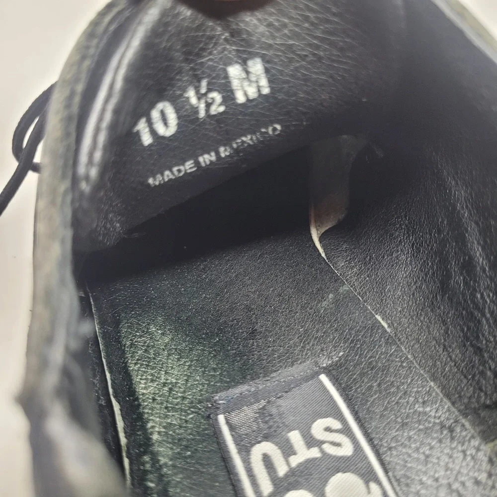 Vintage Bed Stu Shoes 10.5M Black Leather Lug Sole Chunky Cap Toe Y2K Oxfords